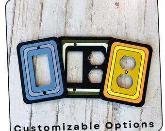 Dark MCM Multi-Color Rounded Square Toggle Switch Plate