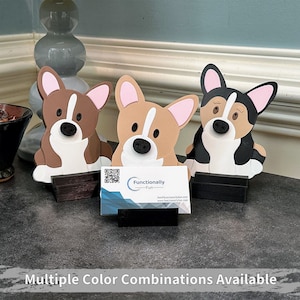 Corgi Business Card Holder, Business Card Display, Office Desk Organizer