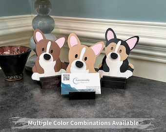 Corgi Business Card Holder, Business Card Display, Office Desk Organizer