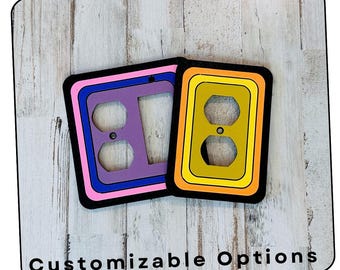 Mid-Century Modern Switch Plate Cover: Rounded Square, Custom Color