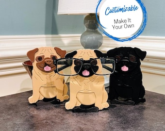 Pug Eyeglasses or Sunglasses Holder, Gift for Pet Parents