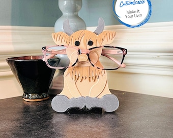 Highland Cow Glasses Holder: Whimsical Eyeglass Stand