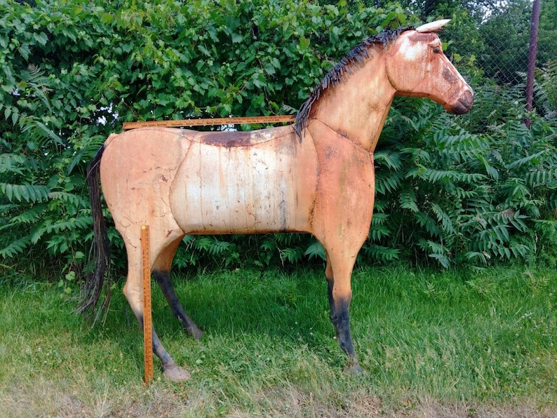 Antique Metal Horse Sculpture Statue Life Size Handmade Horse 1OAK Farm Lawn Yard Art Horse