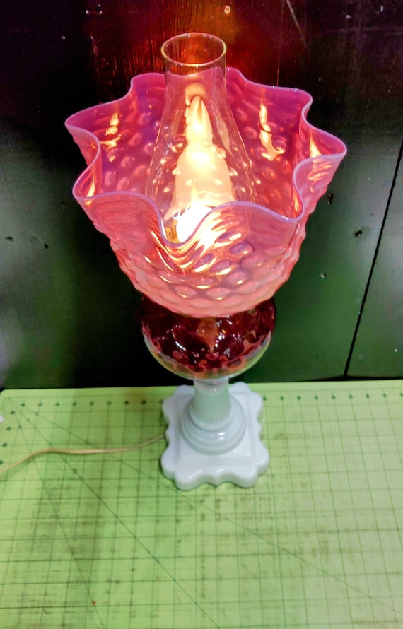 Antique L.G. Wright Fenton Art Glass Pink Hobnail Cranberry Coin