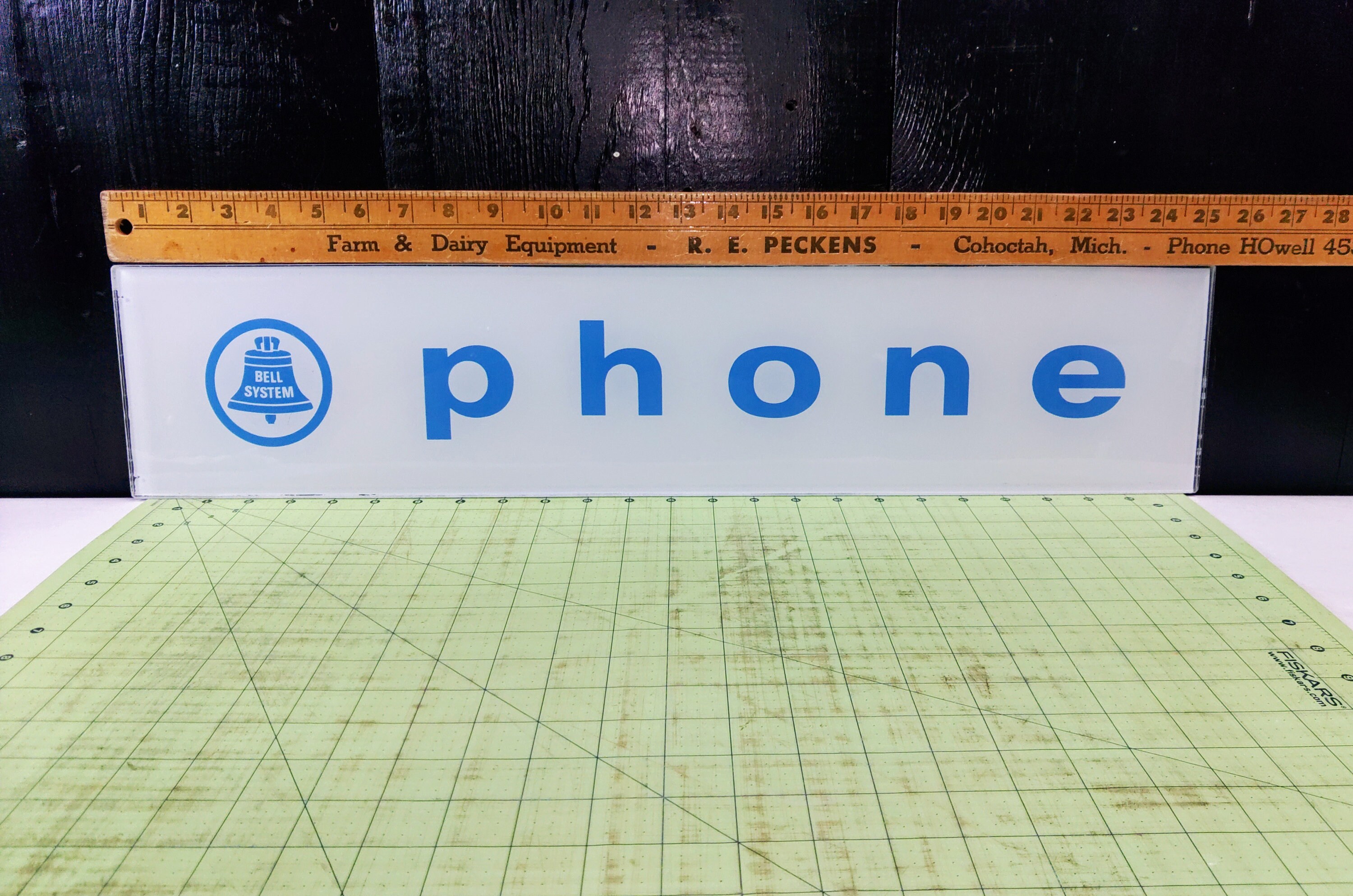 Vintage Bell Systems 1960's Telephone Booth Top Glass Sign Insert 25 ...