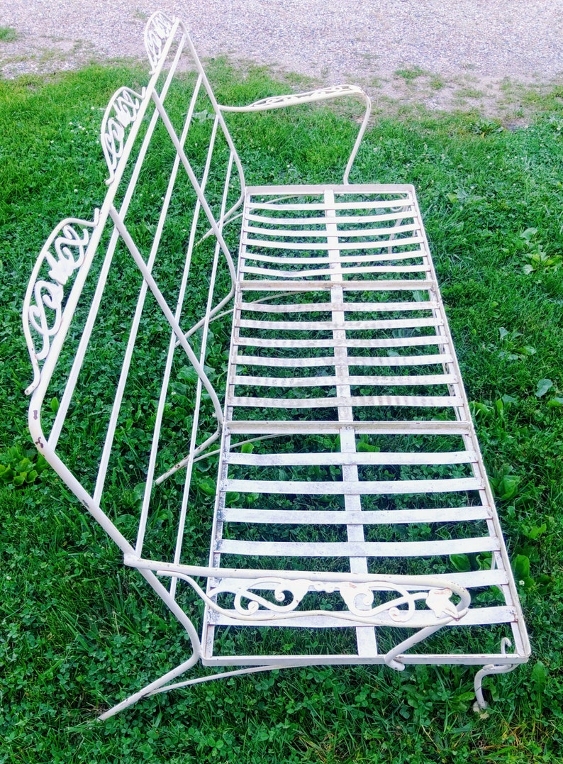 Vintage Russell Woodard Wrought Iron Patio Couch Sofa Love Seat