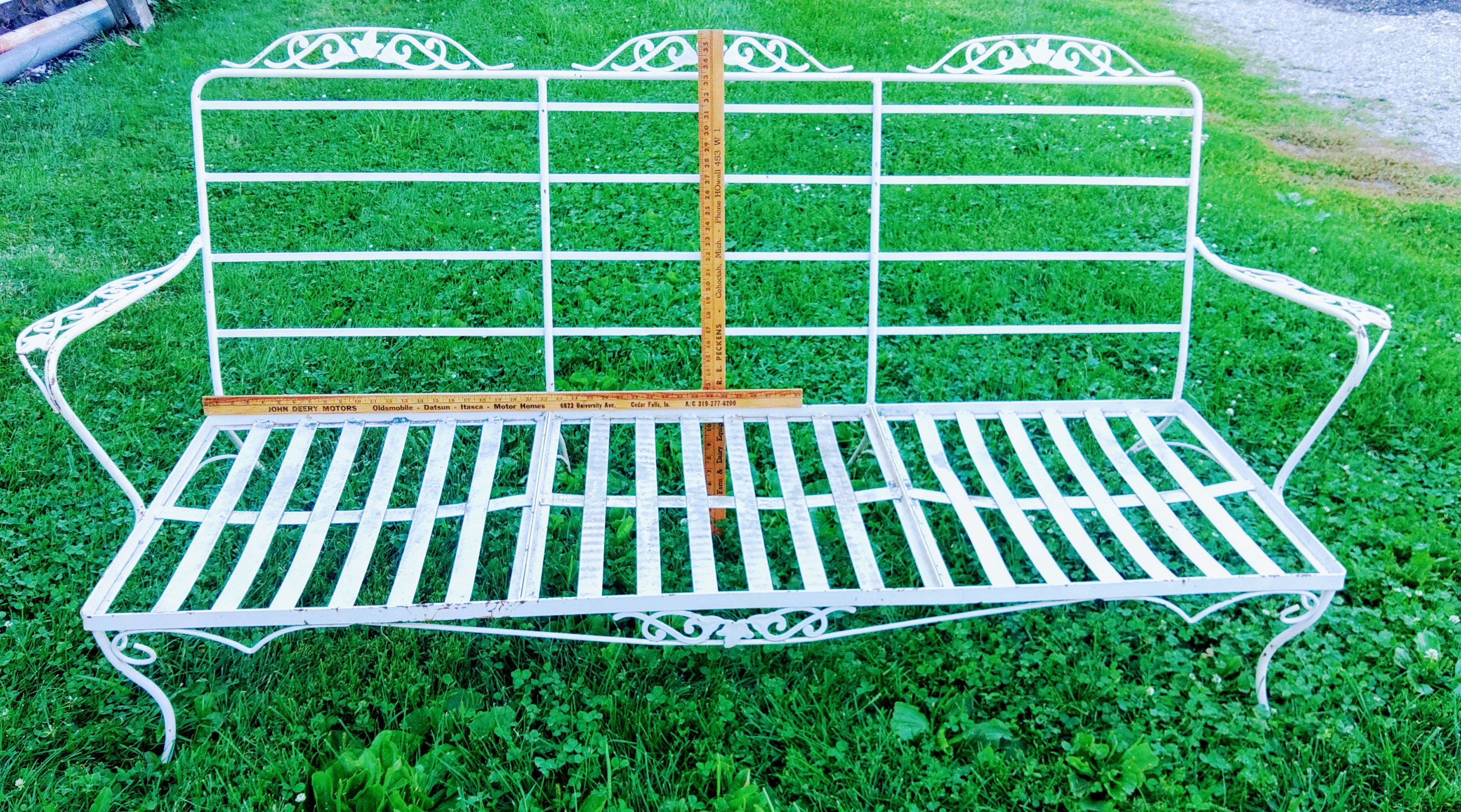 Vintage Russell Woodard Wrought Iron Patio Couch Sofa Love Seat