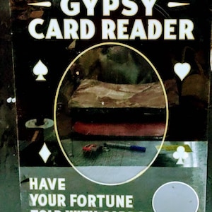 Antico lettore di carte zingare, predizione del futuro, macchina da gioco arcade a gettoni, originale NOS, in vetro dipinto al contrario, tarocchi, medium, strega