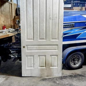Antique Solid Wood Parlor Door, 7 Panel Sliding Barn Door 87"x42" Vintage Door