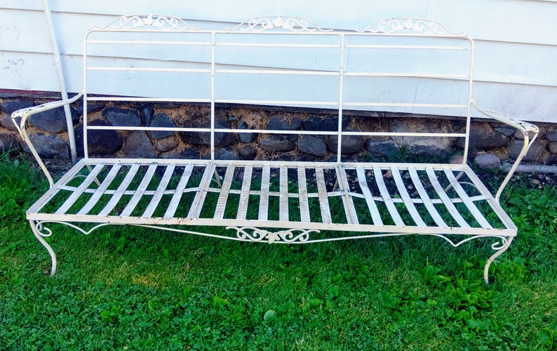 Vintage Russell Woodard Wrought Iron Patio Couch Sofa Love Seat