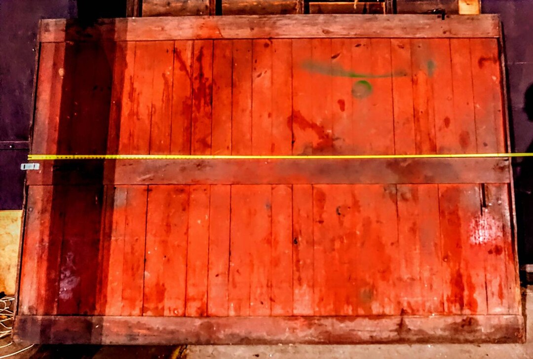 BARN DOOR Antique 1900's Wood Sliding Barn Door W/track & Rollers 11'x7