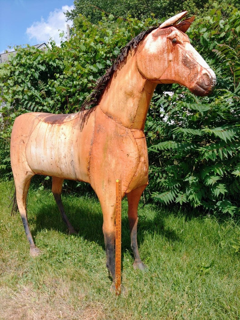 Antique Metal Horse Sculpture Statue Life Size Handmade Horse 1OAK Farm Lawn Yard Art Horse