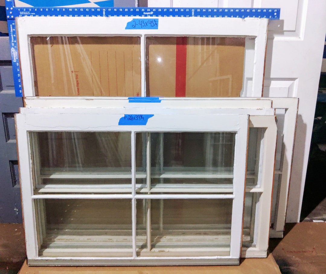 Vintage Wood Windows 4 Pane Glass Multiple Sizes Repurpose Window Sash ...