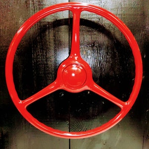 Antique Sheller Steering Wheel 17in 1930s to 1950s Jeep Willys Dodge Truck RePainted