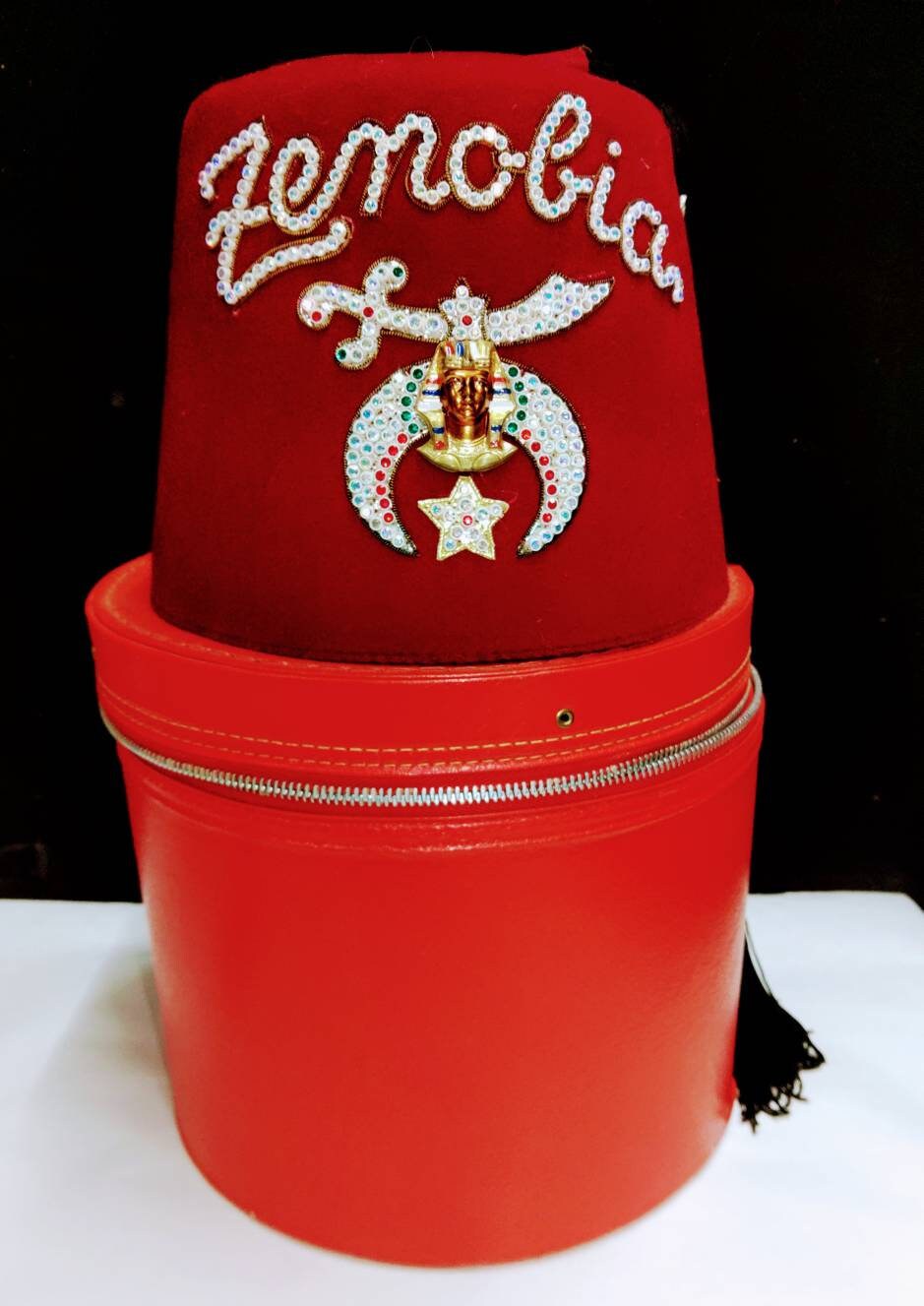 Vintage Zenobia Felt Fez Hat Jeweled 