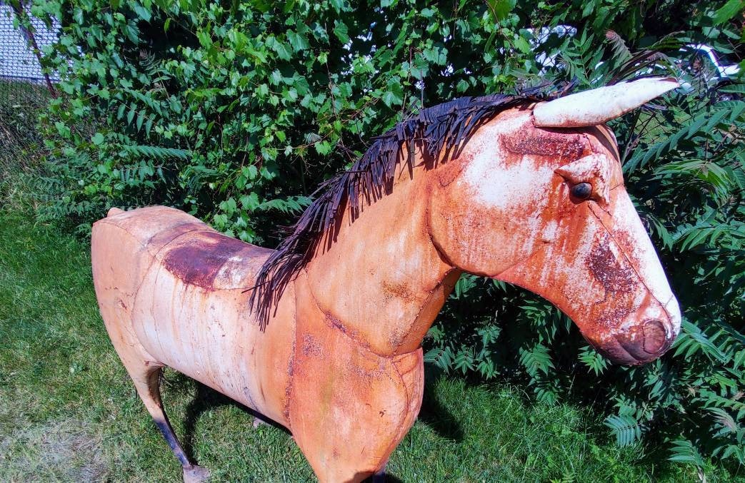 Antique Metal Horse Sculpture Statue Life Size Handmade Horse 1OAK Farm Lawn Yard Art Horse