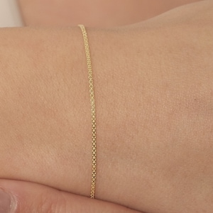 Minimal 14k Real Solid Gold Bismarck,Bismarck 1.20mm Chain,Bismark Chain Bracelet,Gold Chain Bracelet,Thin Gold Bismarck,Chain Gift for Her