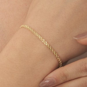 14K Solid Gold Bismarck Bracelet: Dainty 2.80mm Chain