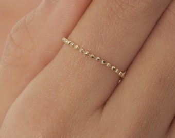 14K Gold Kugelkettenring - Minimalistischer Stapelring
