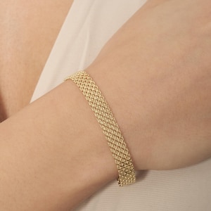 14K Solid Gold Bismarck Bracelet - 8mm Women&#39;s Chain Jewelry