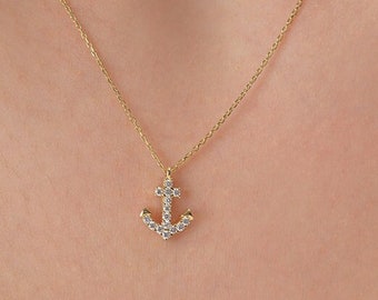 Gold Anchor Necklace - Etsy Australia