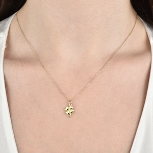 14k Solid Gold Clover Necklace: Lucky Four-Leaf Pendant