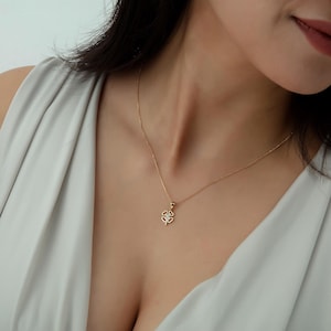 14k Solid Gold Clover Necklace: Lucky Four Leaf Pendant