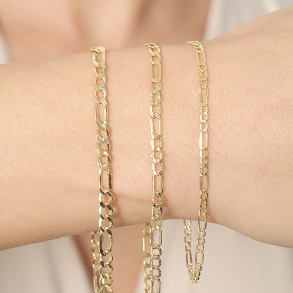 Bracciale Catena Figaro In Oro Giallo 14K - Classico 20 Cm, Larghezza 3,8 Mm, 4,3 Grammi - 2