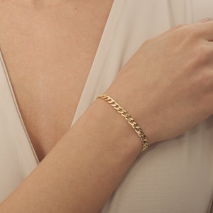 14K Gold Cuban Link Bracelet - 3.8mm Miami Curb Chain