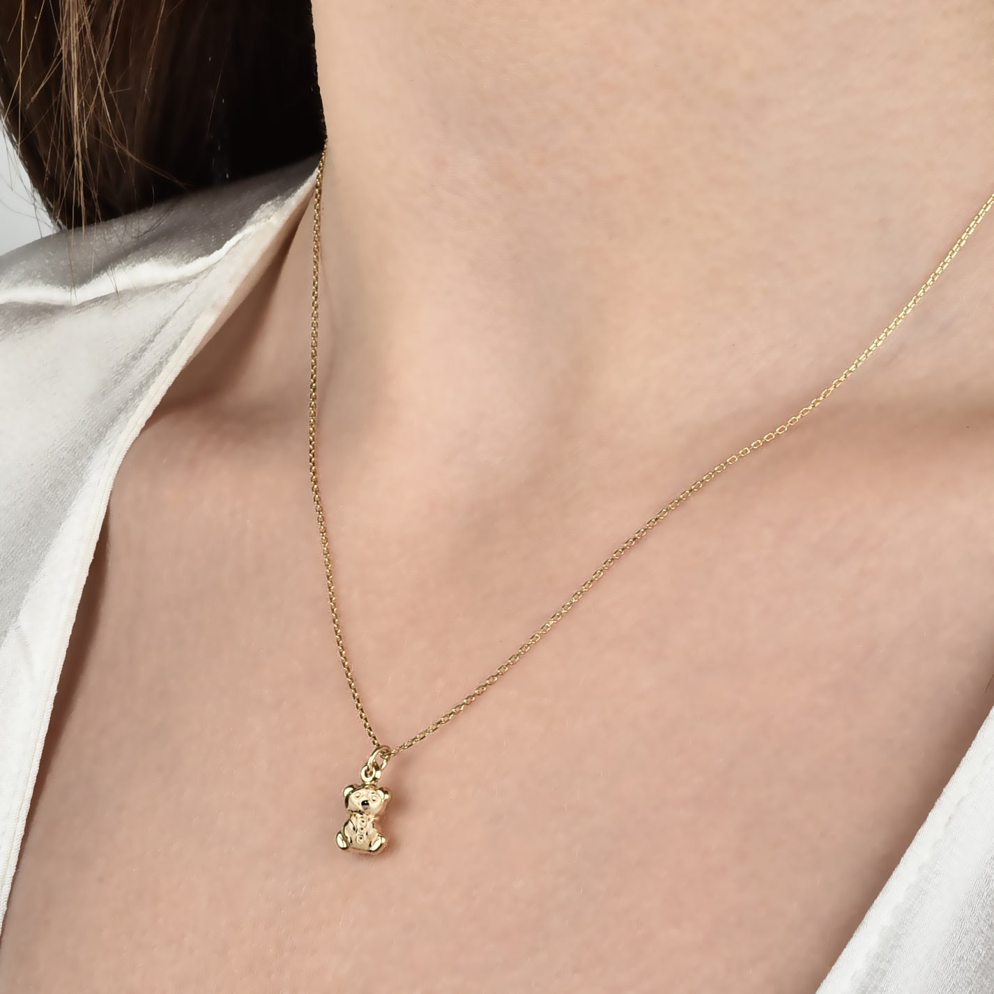 Buy Gold Teddy Bear Pendant 14K Love Heart Necklace Bloomdiamonds Online in  India - Etsy