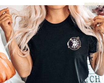 Sun Moon Tshirt, Celestial Tee, Gifts For Her, Sun Shirt, One with the Sun, Boho Shirt, Vintage Tee, Mystical Tee, Moon Shirt, Bohemian