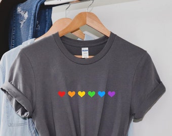 Rainbow Heart Shirt, Gay Pride Shirt, Rainbow Flag, LGBTQ Shirt, Lesbian Pride Shirt, Gay Lesbian LGBT Pride Outfit, Pride Month