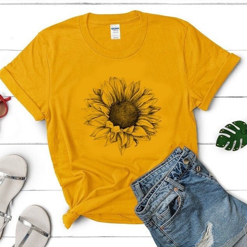Sunflower Shirt Botanical Shirt Gift for Women Flower - Etsy