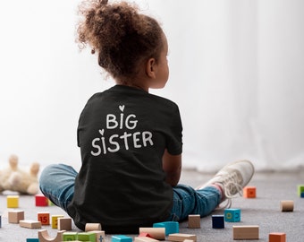 Big Sister Back Print T-Shirt, Big Sister Top, Schwangerschaftansage, Big Sister Ankündigung, neue Schwester Geschenk, Geschenk für Schwester, New Sibling