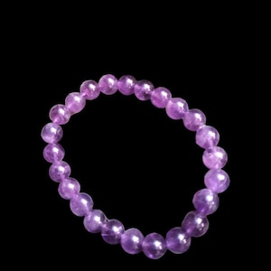 Purple Amethyst Bracelet: 8mm Round Gemstone Beads
