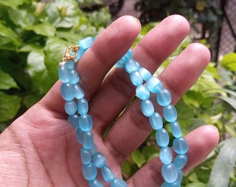 Beautiful Blue Monalisa Beads,  Beaded Women Necklace, Beaded Bracelet, Unisex Jewelry Set for Gifts