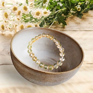 Citrine Beaded Stretch Bracelet: Unisex Gemstone Jewelry