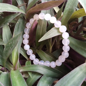 White Agate 8mm Bracelet, Crystal Stretchable Bracelet for Protection and Clarity