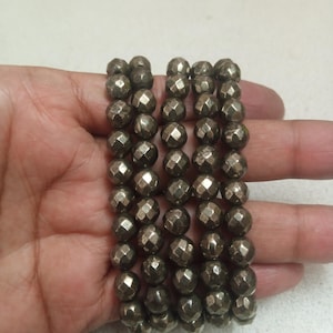 Gefacetteerde pyrietarmband, gefacetteerde pyrietkralenarmband 8 mm, pyrietsieraden