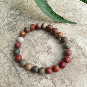 8mm Bracelets, Genuine Picasso Jasper Bracelet, Beaded Bracelet Gifts