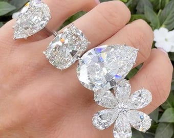 大きなダイヤモンドのようなリング、女性用カクテルリング、クリア 