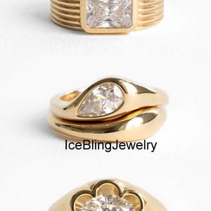 Bezel Set 9x7 MM Radiant Cut CZ Diamond Ribed Design Wedding Ring Set, Horizontal Set Pear Cut With Curved Band, Oval Cut Dome Shank Ring
