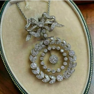 Antique Wedding Victorian Pendant, Edwardian Art Deco Pendant, Unique Party Wear Pendant, CZ Diamond Bridesmaid Pendant, Victorian Jewelry