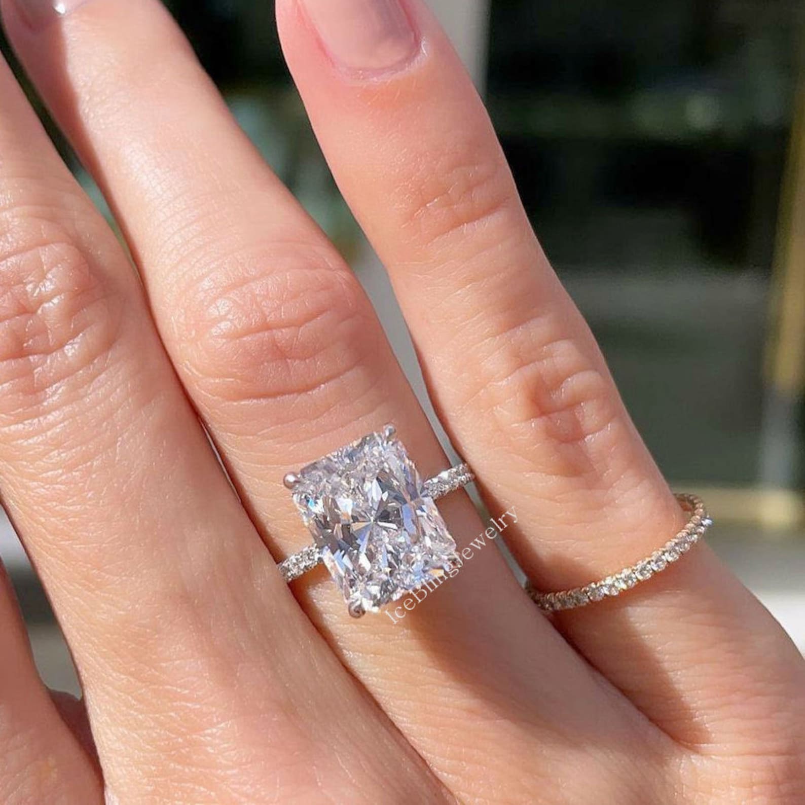 5.00 Ct Radiant Cut Simulated Diamond Engagement Ring Prong Etsy