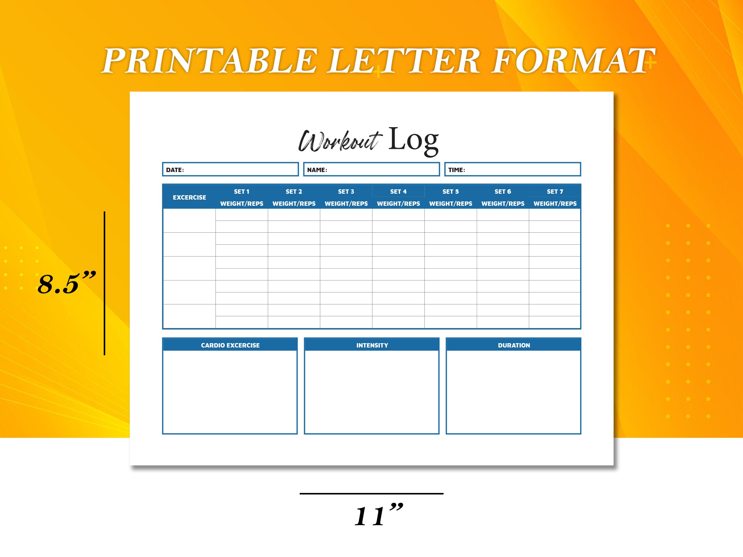 Printable Workout Log | Workout Planner Printable - Etsy