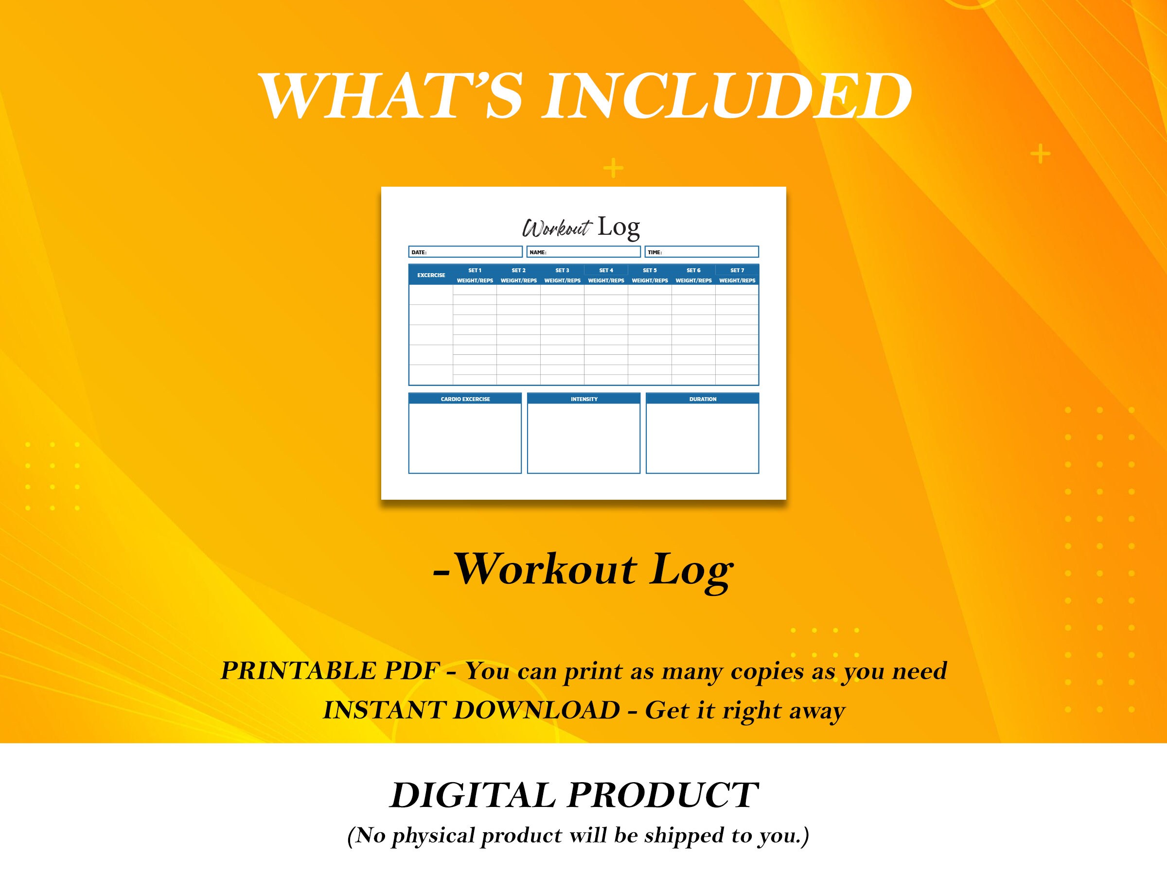 Printable Workout Log | Workout Planner Printable - Etsy