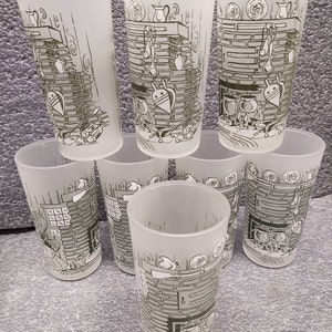 Set of 8 Vintage Hazel Atlas frosted tumblers
