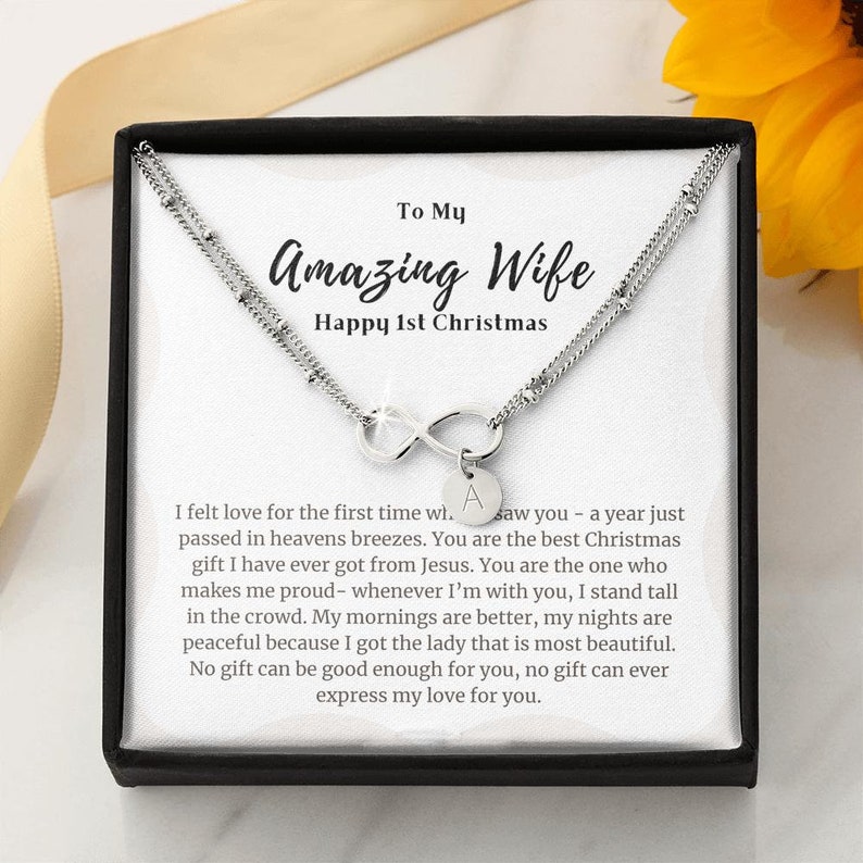 Personalized Infinity Charm Bracelet, 1st Christmas Gift for Wif Personalized Infinity Charm Bracelet, 1st Christmas Gift for Wif