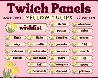 Yellow Anime-Inspired Flowers Twitch Streamer Panels // kawaii, cute, pastel