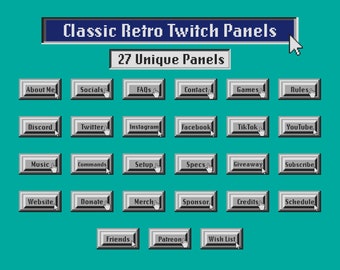 Classic Retro Twitch Panels / Streaming Graphics / Streaming Panels
